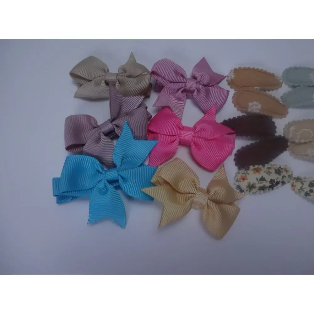 Lot of 20 Toddler Girl Hair Clips – Bows, Flowers & Fabric Snap Barrettes